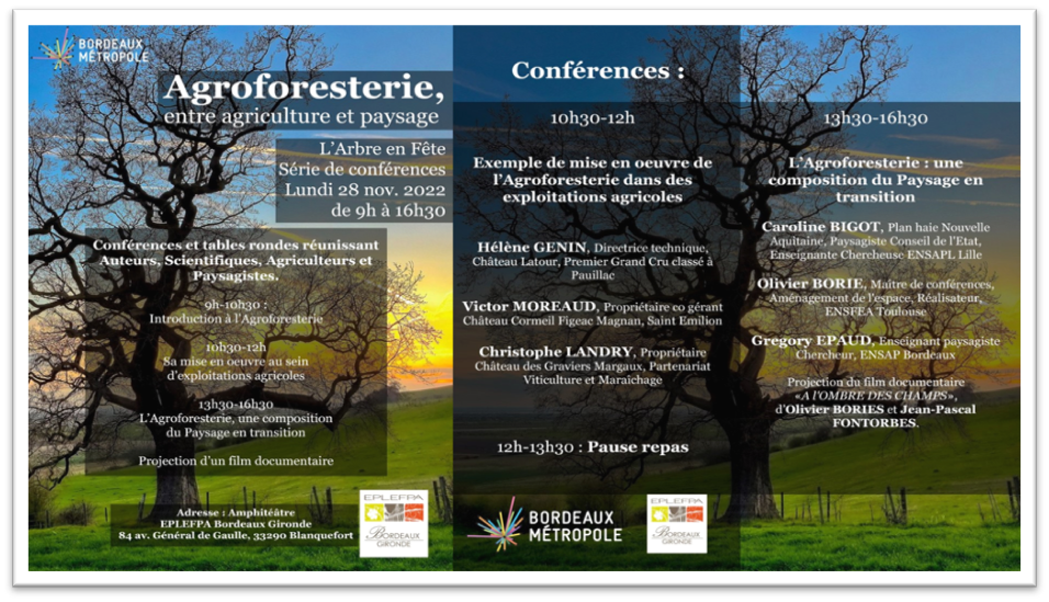 Lire la suite à propos de l’article Conférences Agroforesterie, agriculture et paysage