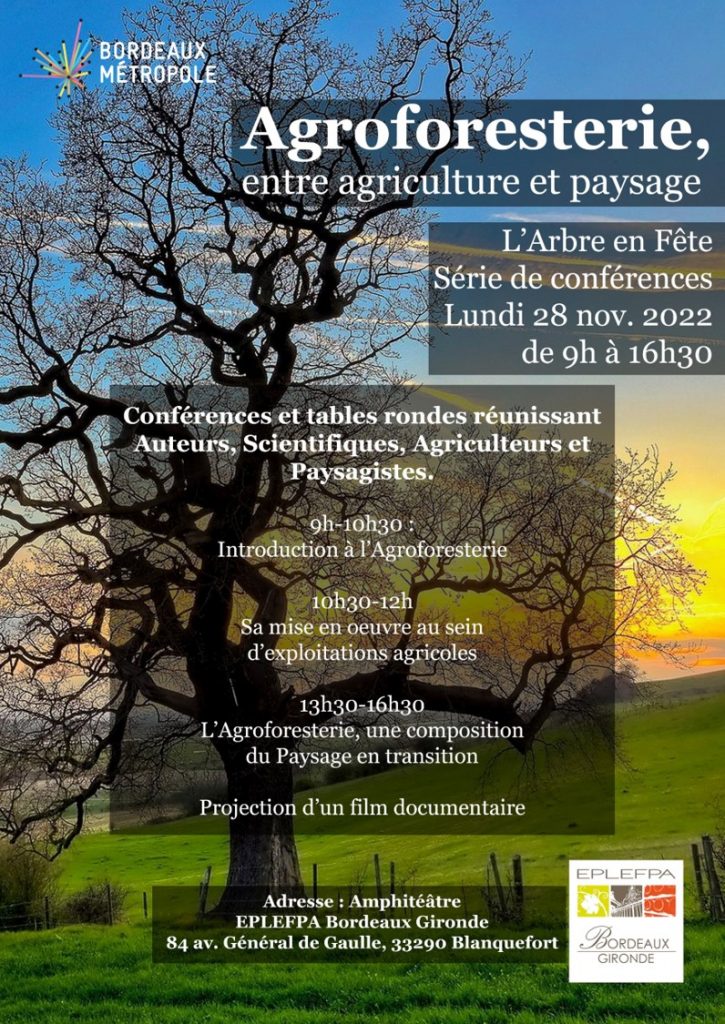 Invitation Agroforesterie, Agriculture Et Paysage le 28.11.2022